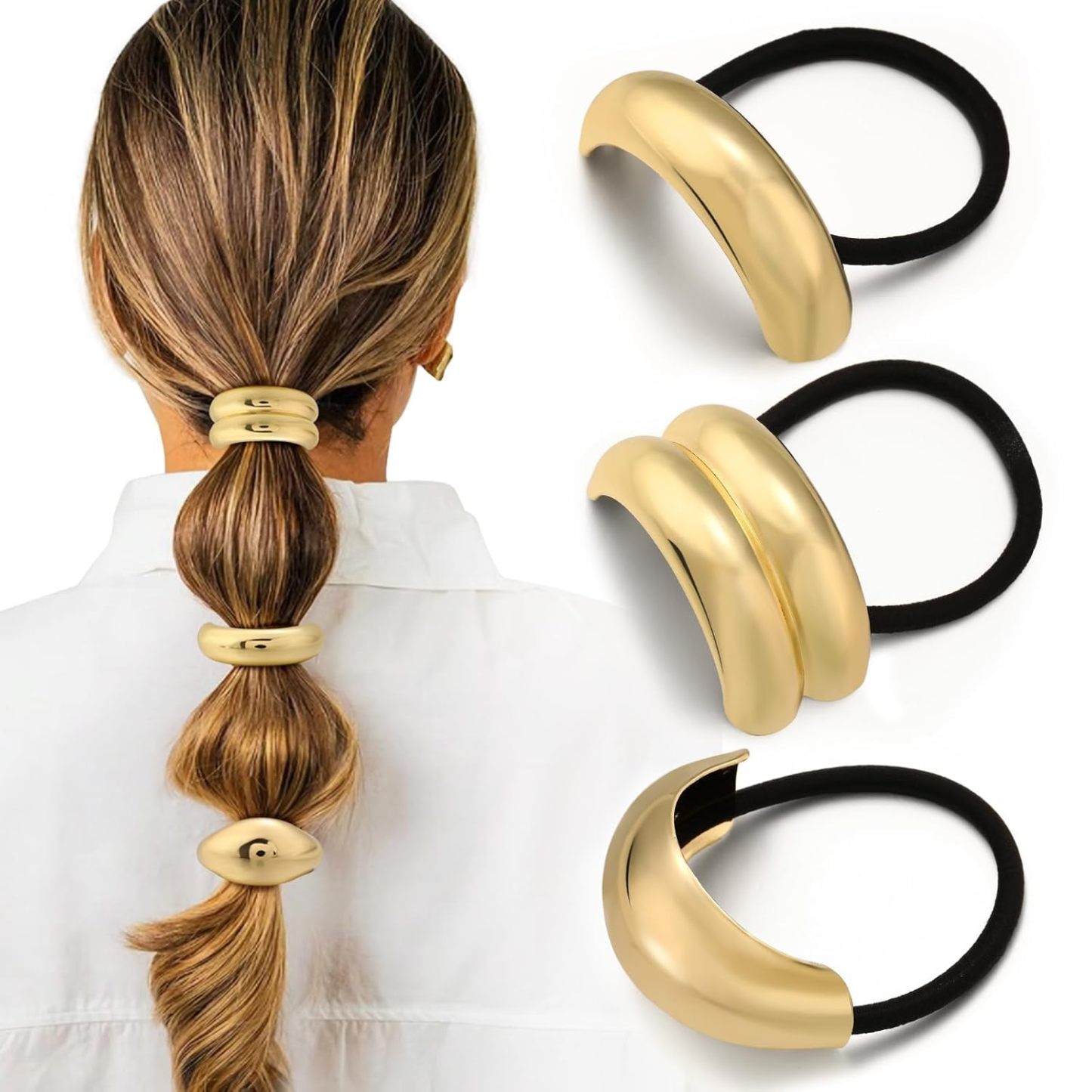 GIFTS FOR LOVED ONES🔥Glossy Gold Hair Cuffs Metal Hair Tie