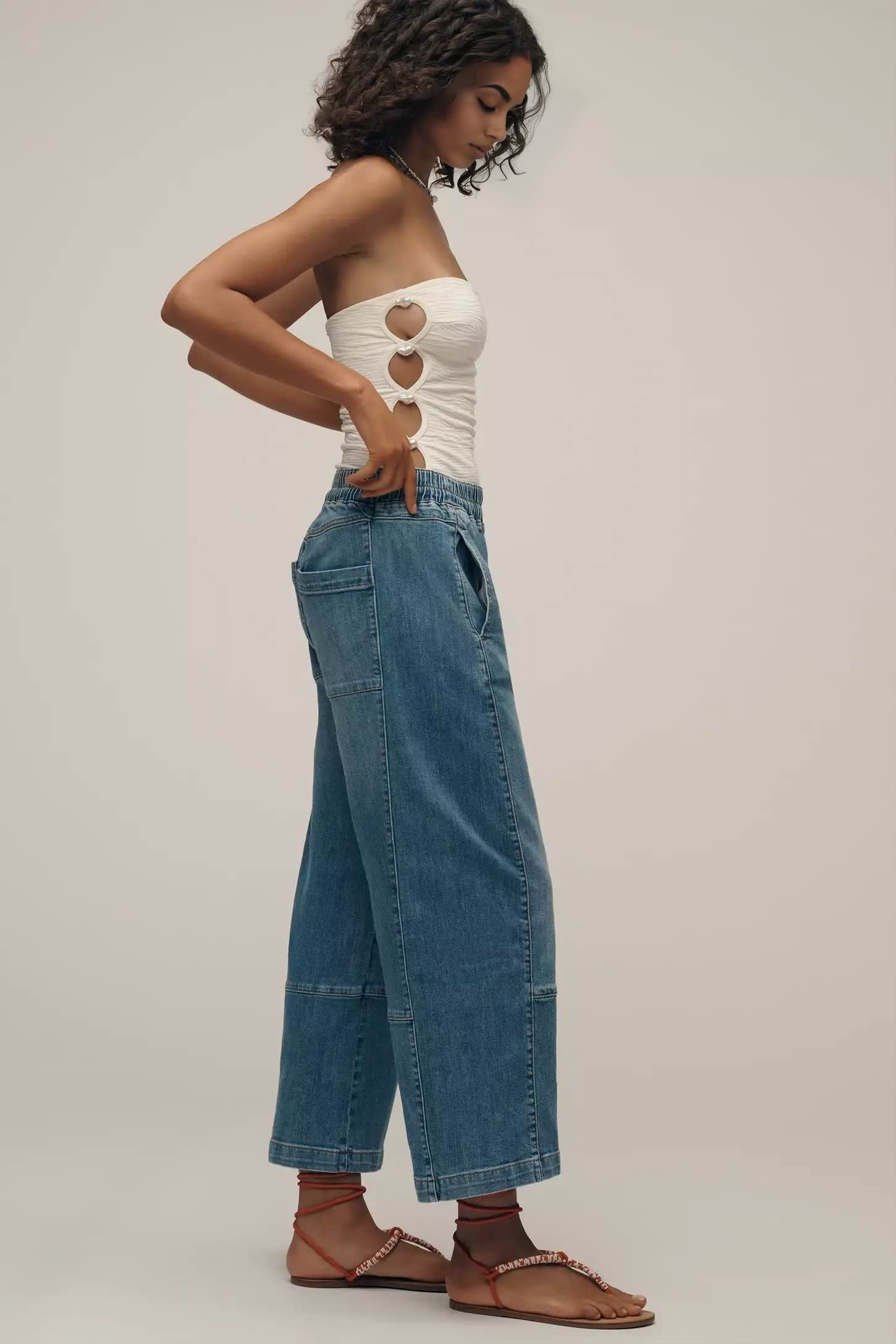 The Relaxed Pull-On Barrel Jeans(Buy 2 Free Shipping)