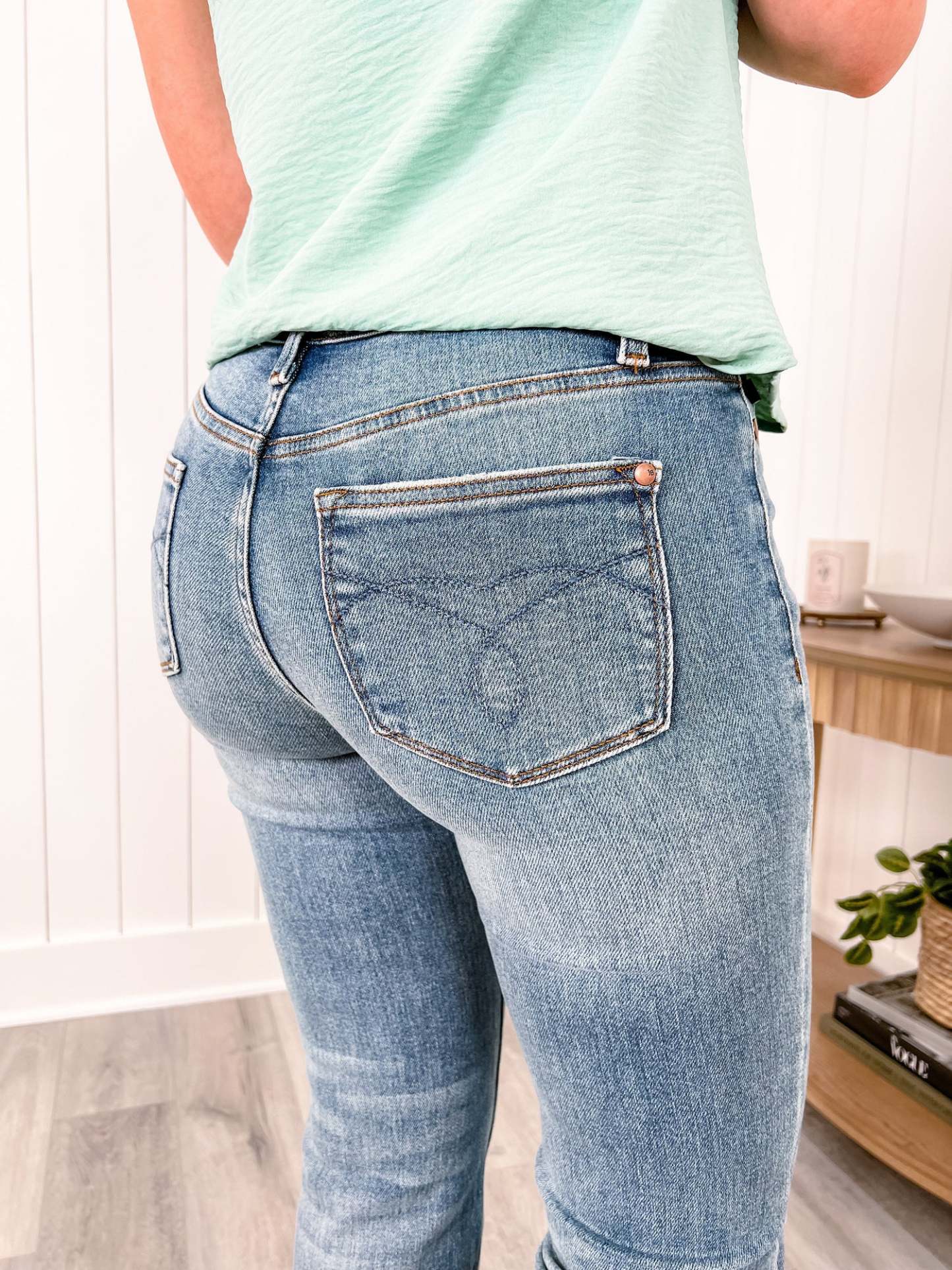 Mid-Rise Tummy Tuck Bootcut Jeans (Buy 2 Free Shipping)