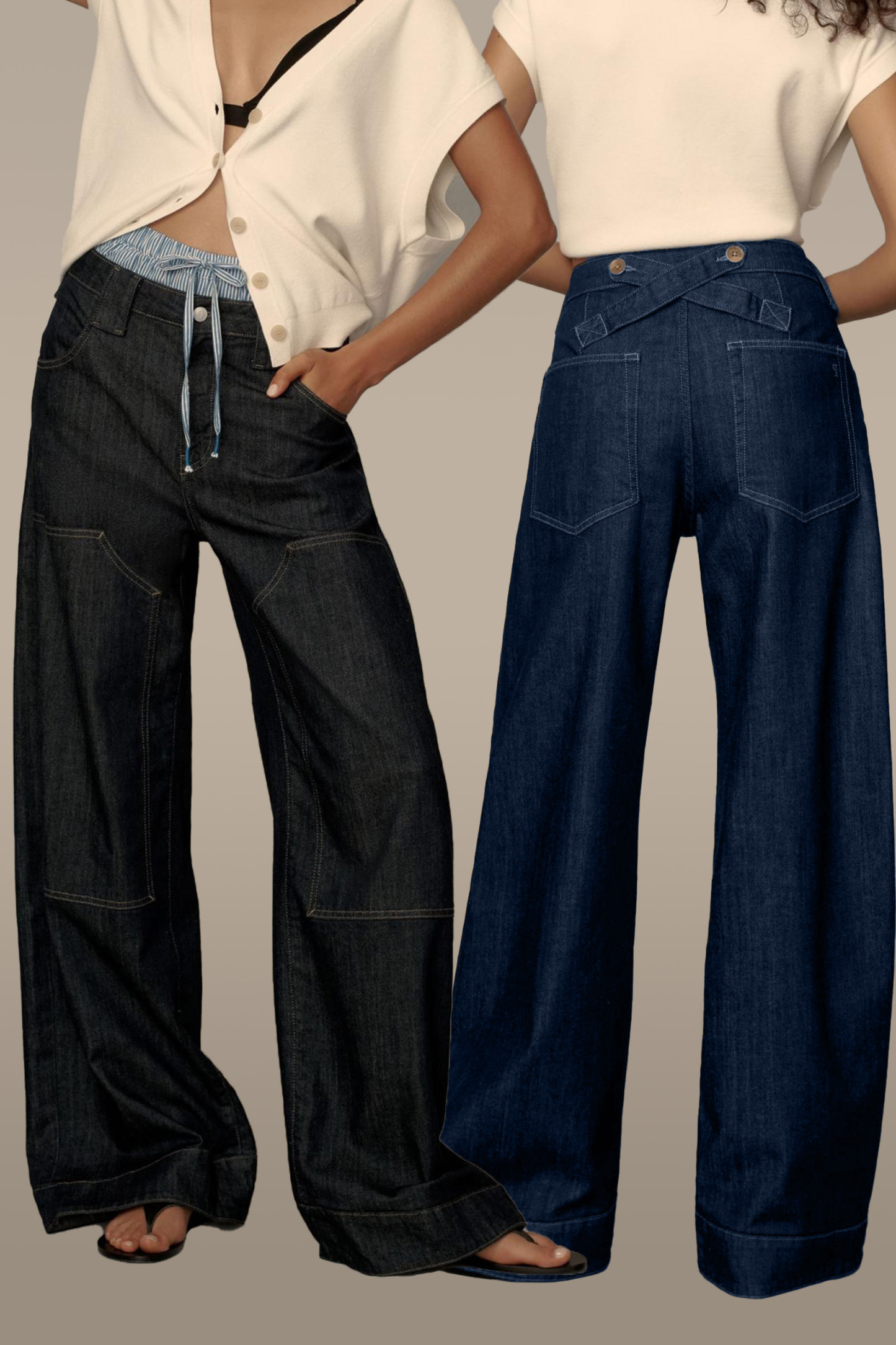 Puddle Curve Low-Rise Tapered Jeans(BUY 2 FREE SHIPPING)