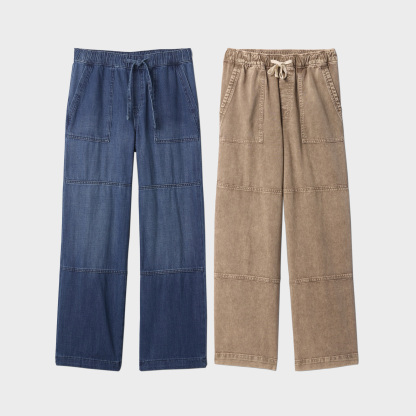 High Rise Seamed Wide-Leg Pull-On Jeans(BUY 2 FREE SHIPPING)