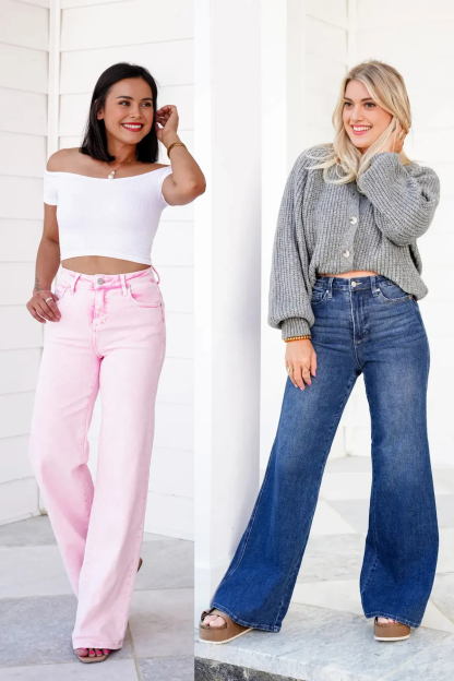 High Rise Tummy Control Wide Leg Jeans (Buy 2 Free Shipping)