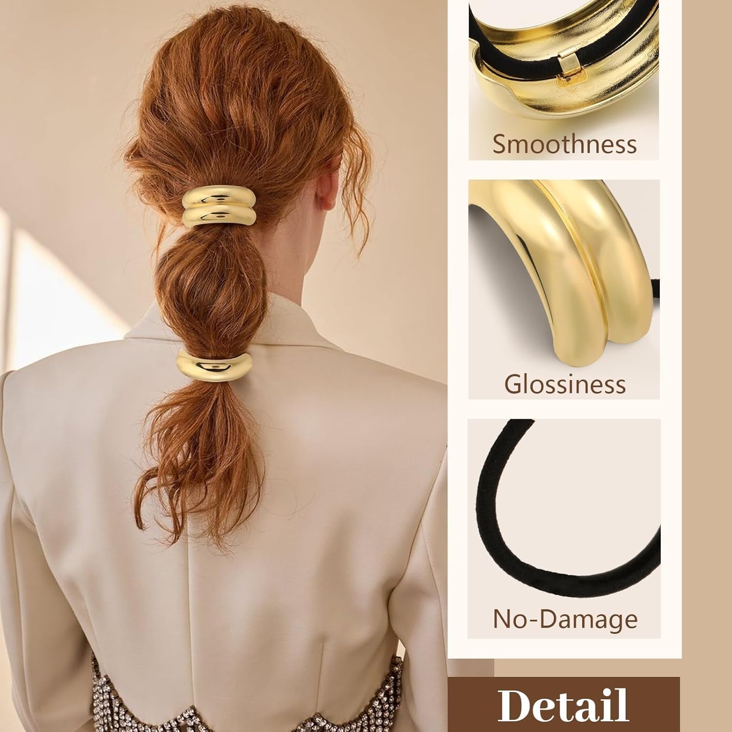 GIFTS FOR LOVED ONES🔥Glossy Gold Hair Cuffs Metal Hair Tie