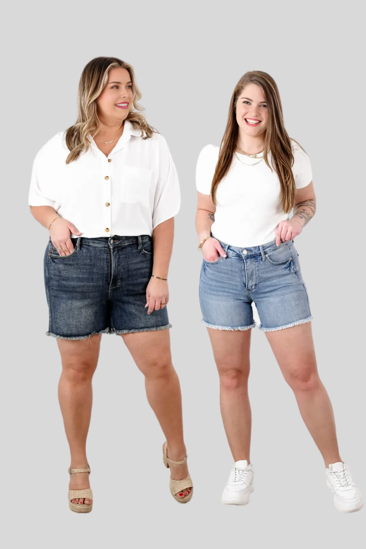 Tummy Control Frayed Hem & Shield Back Pocket Shorts (Buy 2 Free Shipping)