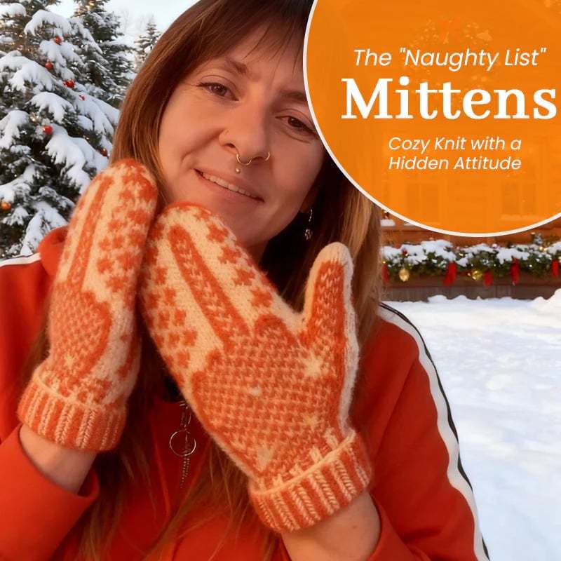 🎅The "Naughty List" Mittens | Cozy Knit with a Hidden Attitude 🖕✨