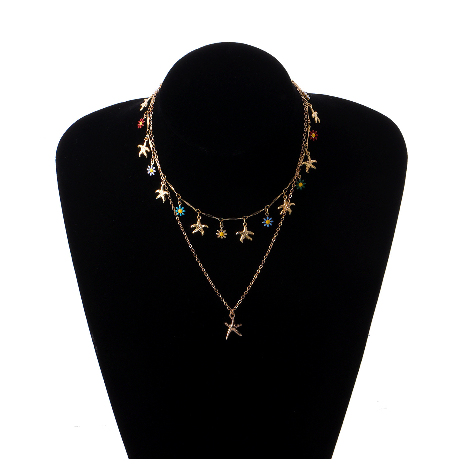 Beachy Blossom Starfish Layered Necklace
