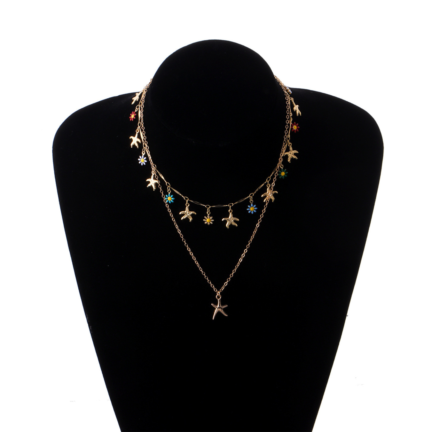 Beachy Blossom Starfish Layered Necklace
