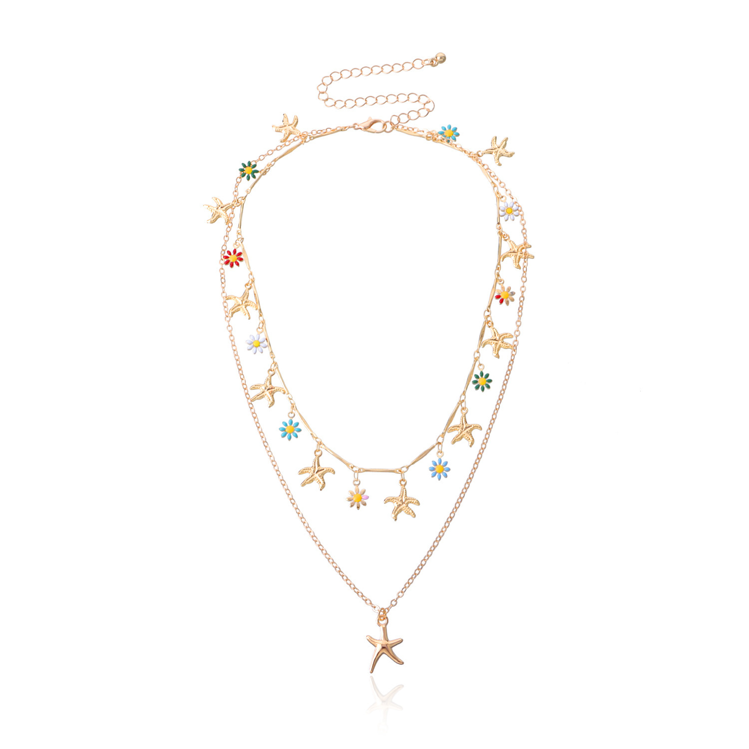 Beachy Blossom Starfish Layered Necklace