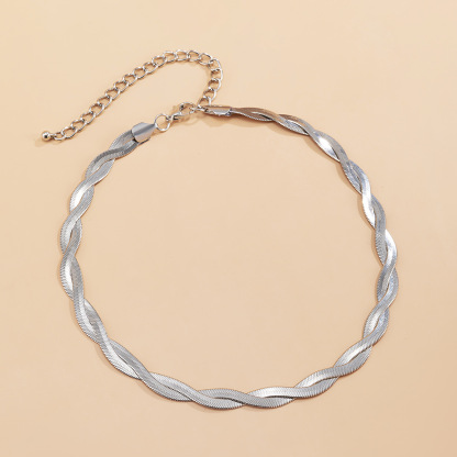 Twisted Silver Herringbone Choker