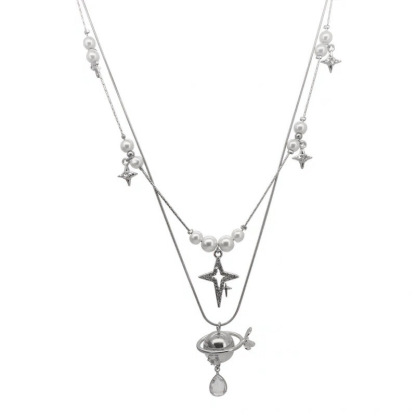 Galaxy Roaming | Pearl - Starlight Interwoven Dreamy Necklace