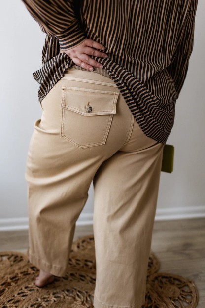 Tummy Control Twill Cropped Wide Leg Pant(Buy 2 Free Shipping)