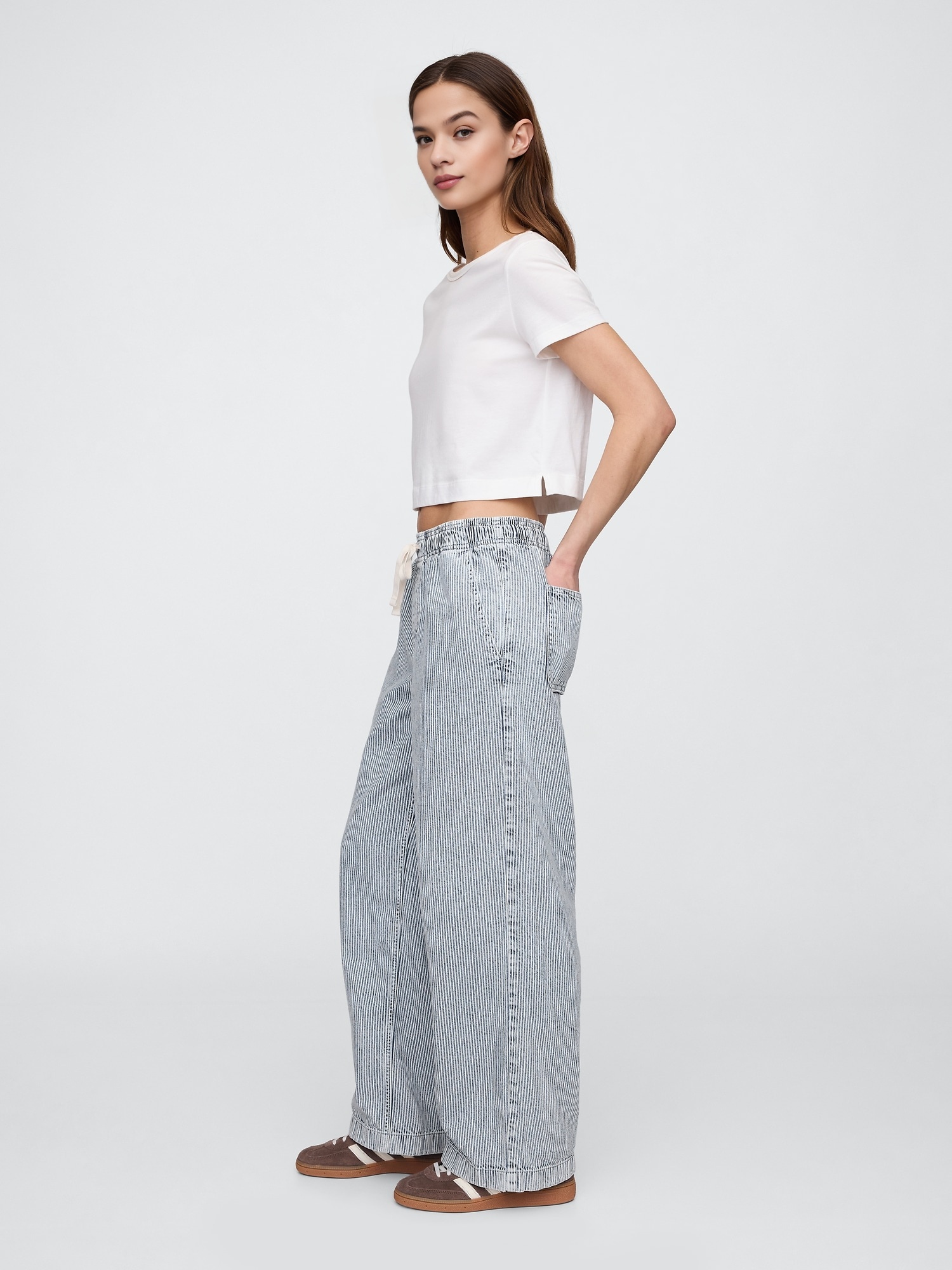 High Rise Seamed Wide-Leg Pull-On Jeans(BUY 2 FREE SHIPPING)