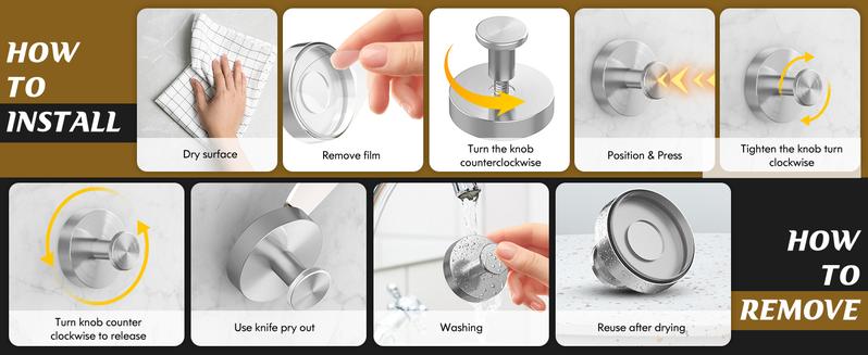 2 Packs Suction Cup Hooks for Shower, Bathroom, Kitchen, Glass Door, Mirror, Tile &ndash; Loofah, Towel, Coat, Bath Robe Hook Holder for Hanging up to 15 lbs Gold Color, Black, Chrome, Silver Gifts for Christmas