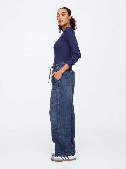 High Rise Seamed Wide-Leg Pull-On Jeans(BUY 2 FREE SHIPPING)