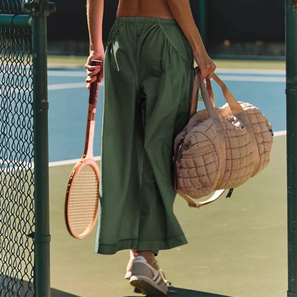 Casual Cropped Wide-Leg Beach Pants