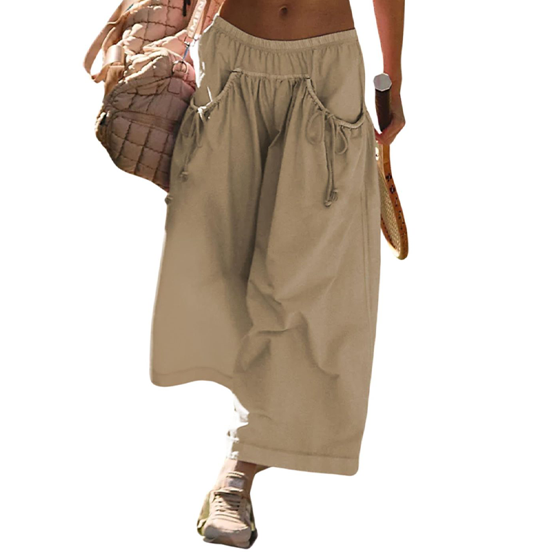 Casual Cropped Wide-Leg Beach Pants