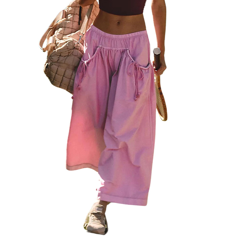 Casual Cropped Wide-Leg Beach Pants