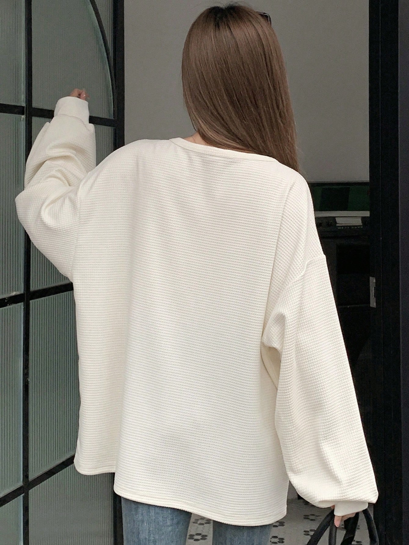 Lantern Sleeve Women's Notched Collar T-Shirt Long Sleeve Women Tops