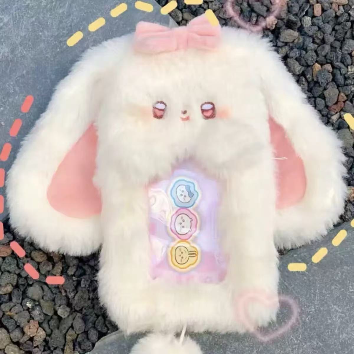 Plush photocard holder green rabbit style(3 inch)