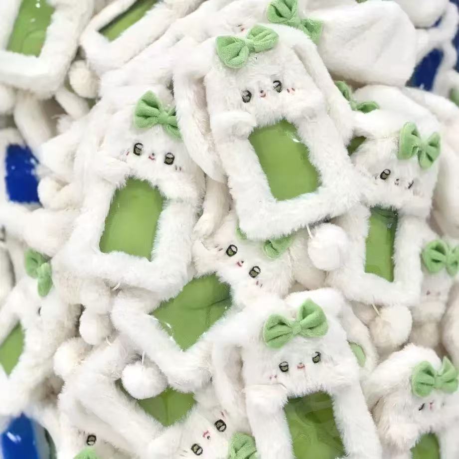 Plush photocard holder green rabbit style(3 inch)