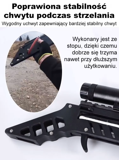 Precyzja 99,5% – składana mechaniczna proca-karabin