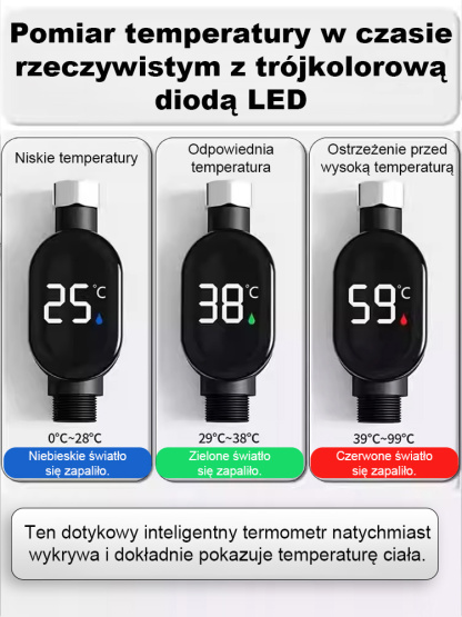 Inteligentny wodoodporny wyświetlacz temperatury prysznica