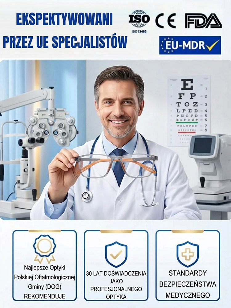 Inteligentne okulary 100-700 dioptrii: Auto-fokus, anty-blue light i ultra-lekkość w jednym! ✨
