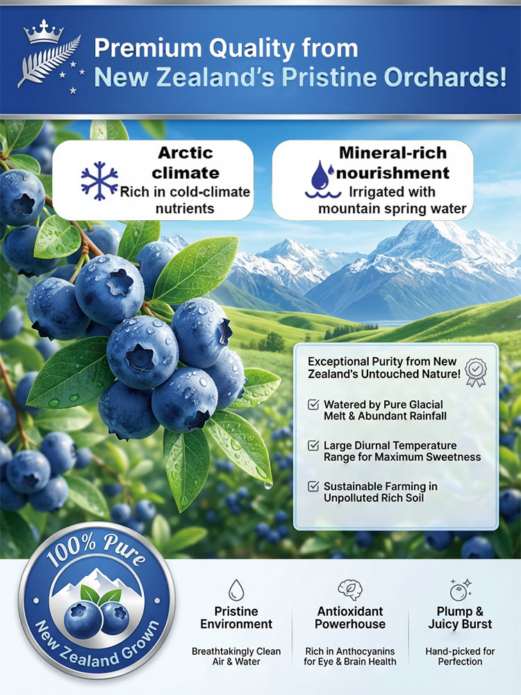 [Nature’s “Insulin”] Imported from New Zealand – 100% organic freeze-dried blueberries