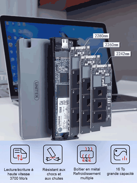 【Transfert de données stable·rapide et entièrement sans perte】USB4.0 Gen3–SSD portable haute vitesse