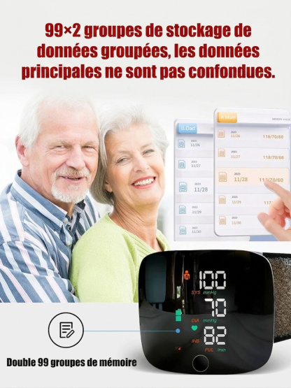 Tensiomètre intelligent au poignet avec une précision de 99,9 %.