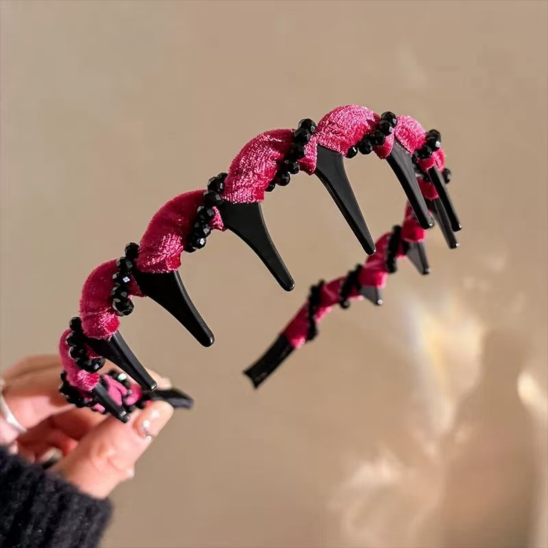 【1 seconde haut sommet du crâne】Serre-tête ondulé avec strass étincelants