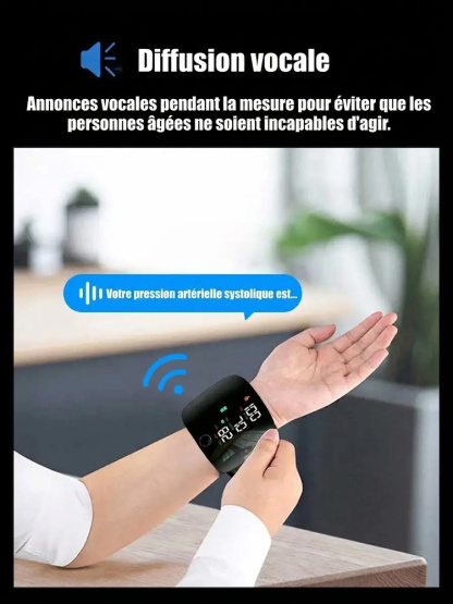 Tensiomètre intelligent au poignet avec une précision de 99,9 %.