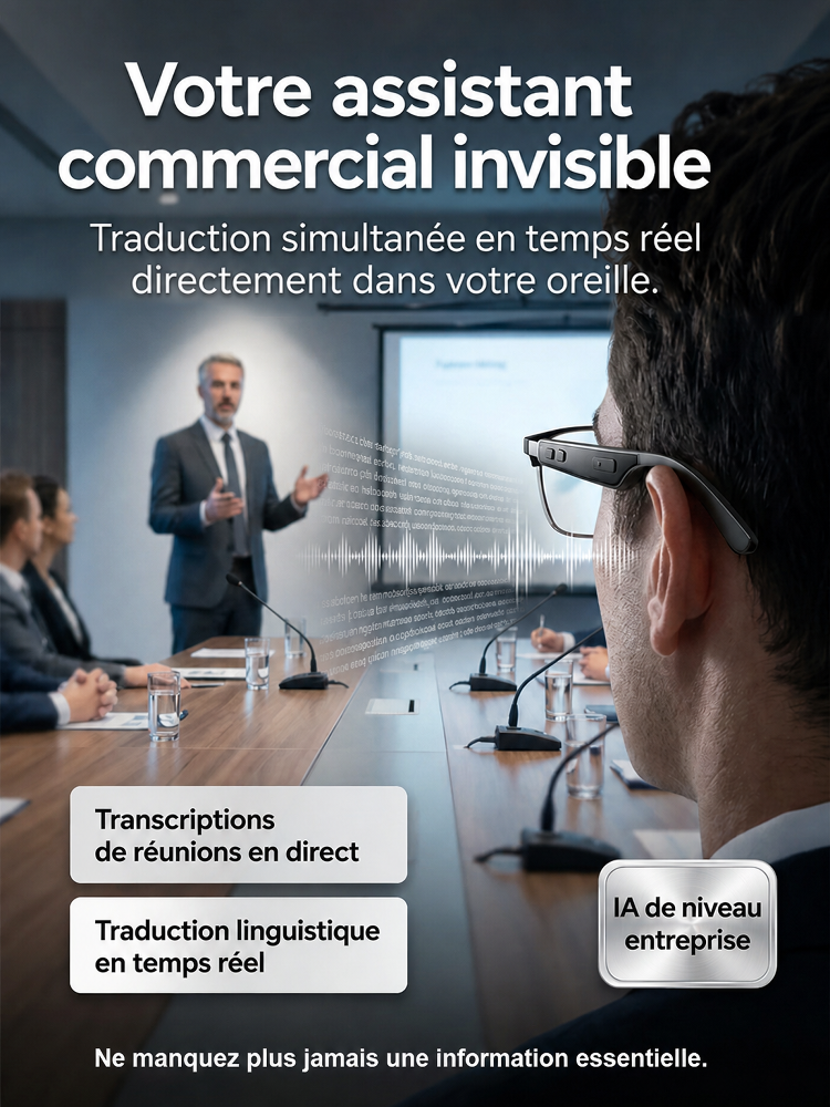 Lunettes intelligentes AI avec contrôle tactile et vocal à changement de couleur intelligent