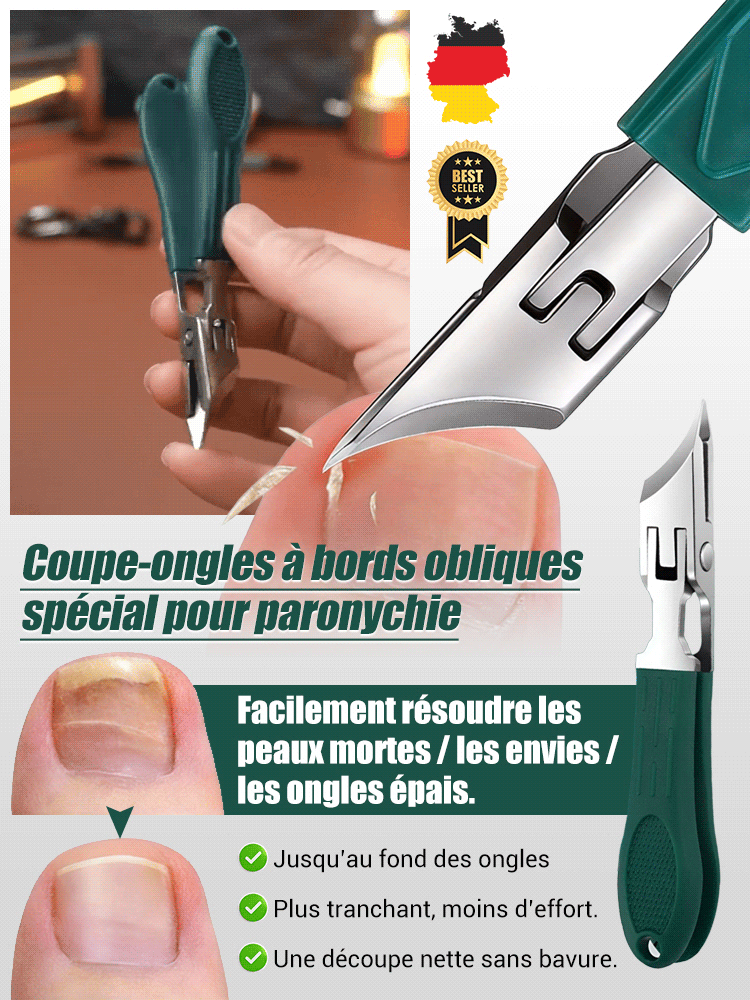 【Adopté par les podologues professionnels 🩺】Ensemble de coupe-ongles biseautés spécial pour paronychie