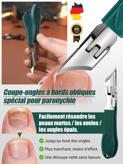 【Adopté par les podologues professionnels 🩺】Ensemble de coupe-ongles biseautés spécial pour paronychie