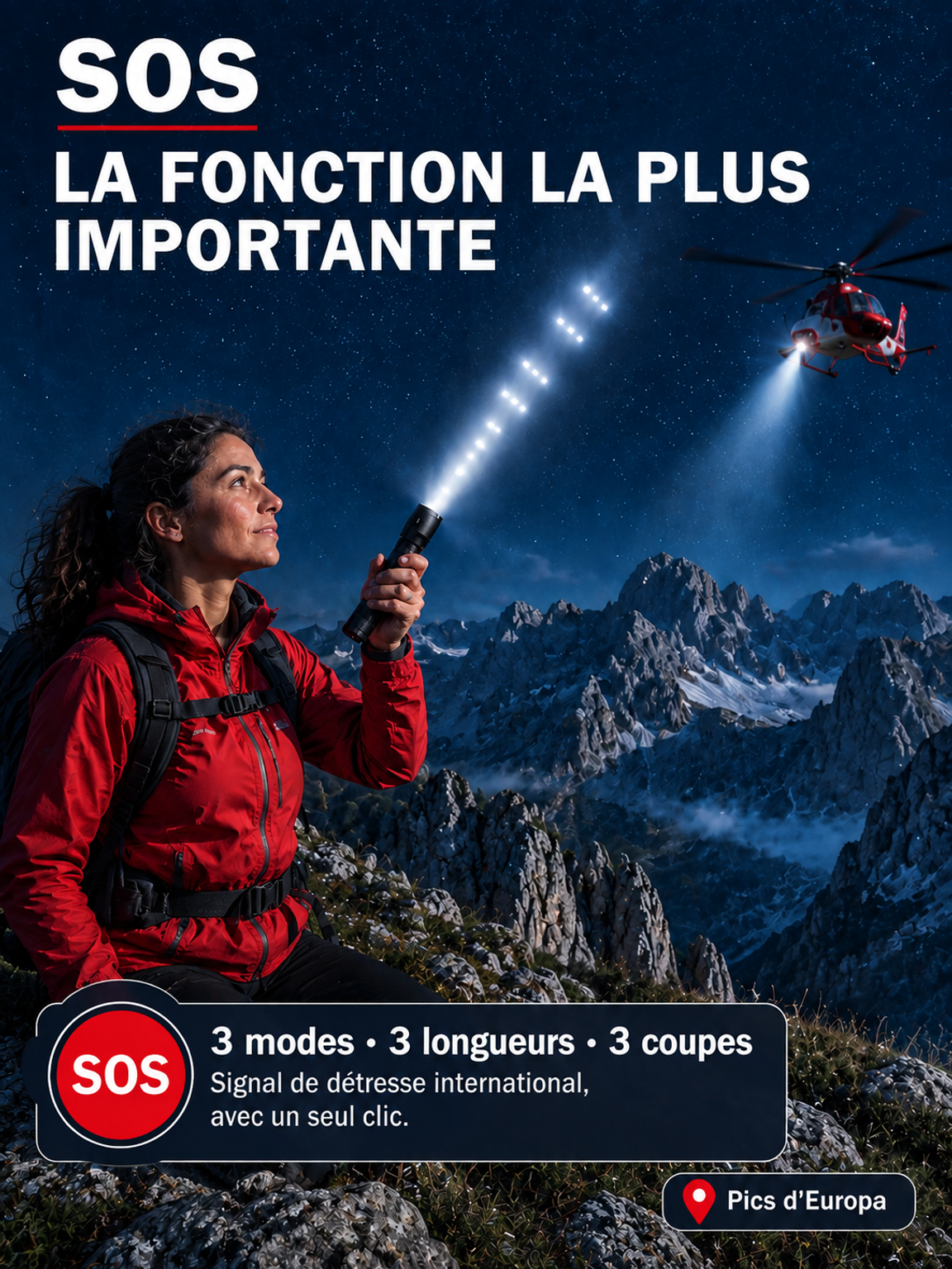 Lampe de poche tactique à haute luminosité⚡Transperce la nuit jusqu'à 5 km, illumine 1 000 m² comme en plein jour 