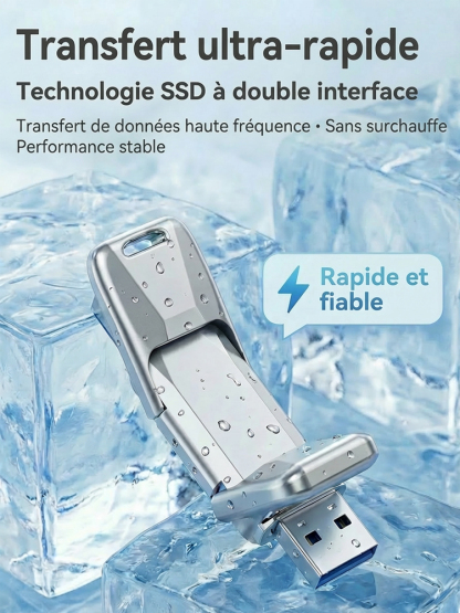 Clé USB SSD à double interface, compatible avec téléphones et ordinateurs