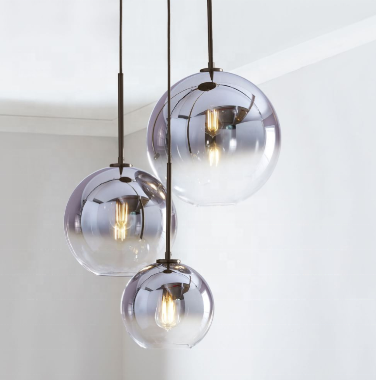 Lampe pendentif en verre ambré avec bulles, design moderne, pour maison, ampoule LED E27