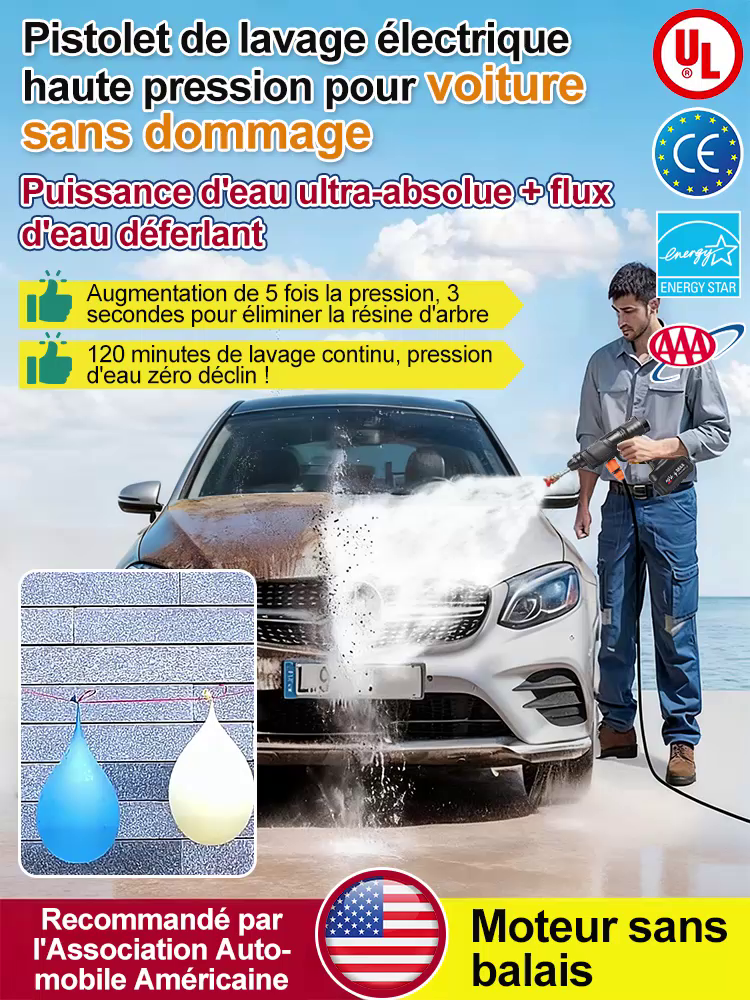 🚿 Pistolet de Lavage Haute Pression – Multi-Jets Réglables Nettoyez tout, sans effort !