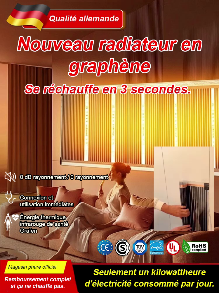 ⚡ Chaleur en 3 secondes. Chauffage mural en cristal de carbone à infrarouge lointain en graphène alvéolaire
