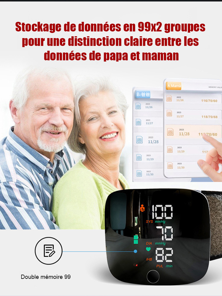 【Grand écran vocal】Tensiomètre électronique automatique pour poignet