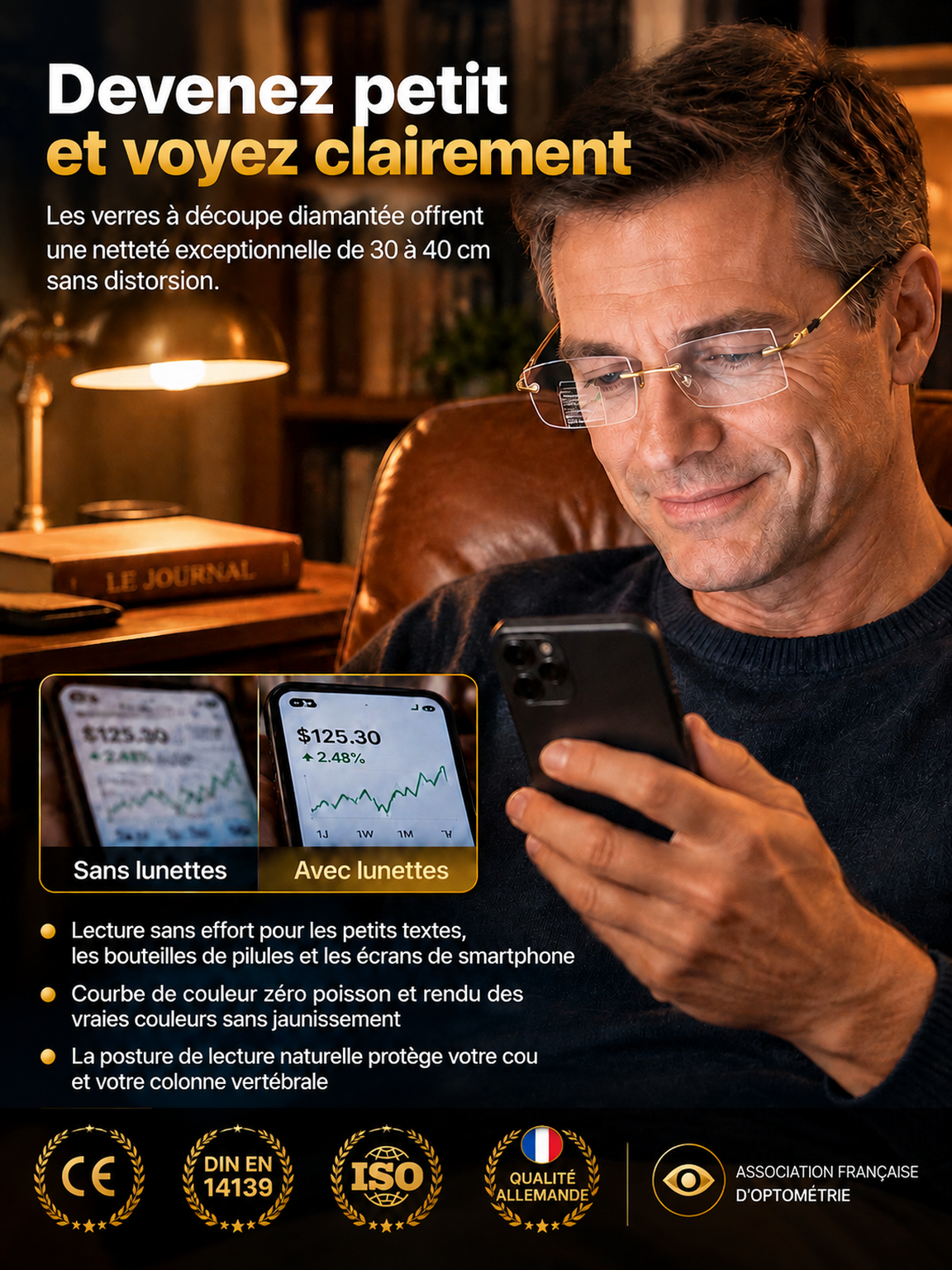 Lunettes de lecture anti-lumière bleue haute définition