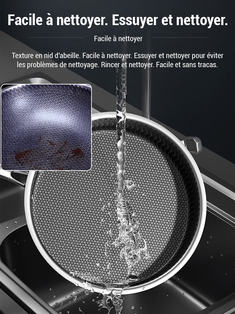 Poêle à frire en acier inoxydable pour œufs et steaks