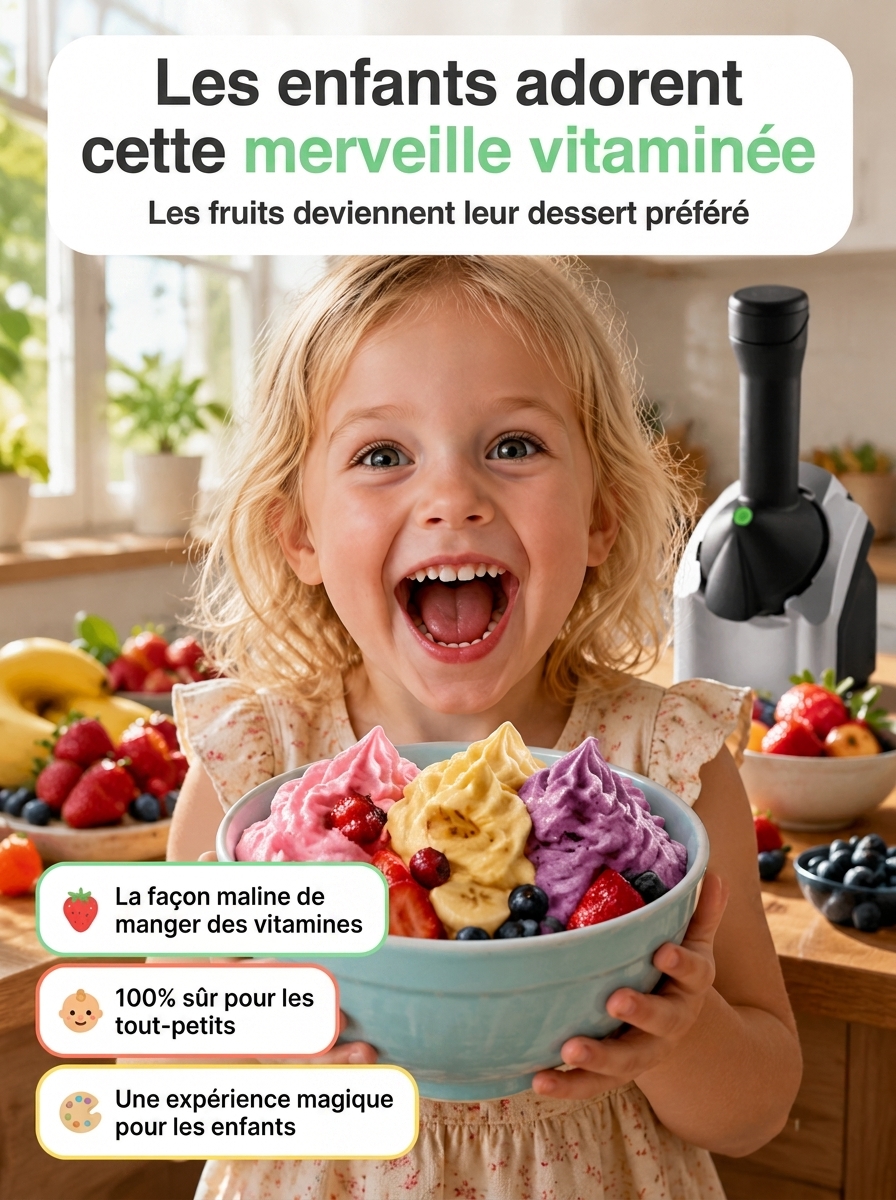 Machine à glace entièrement automatique-Préparez une glace 100 % fruit frais en seulement 30 secondes