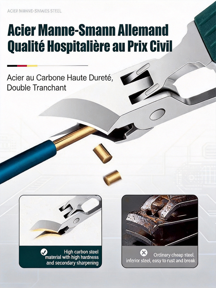 【Adopté par les podologues professionnels 🩺】Ensemble de coupe-ongles biseautés spécial pour paronychie