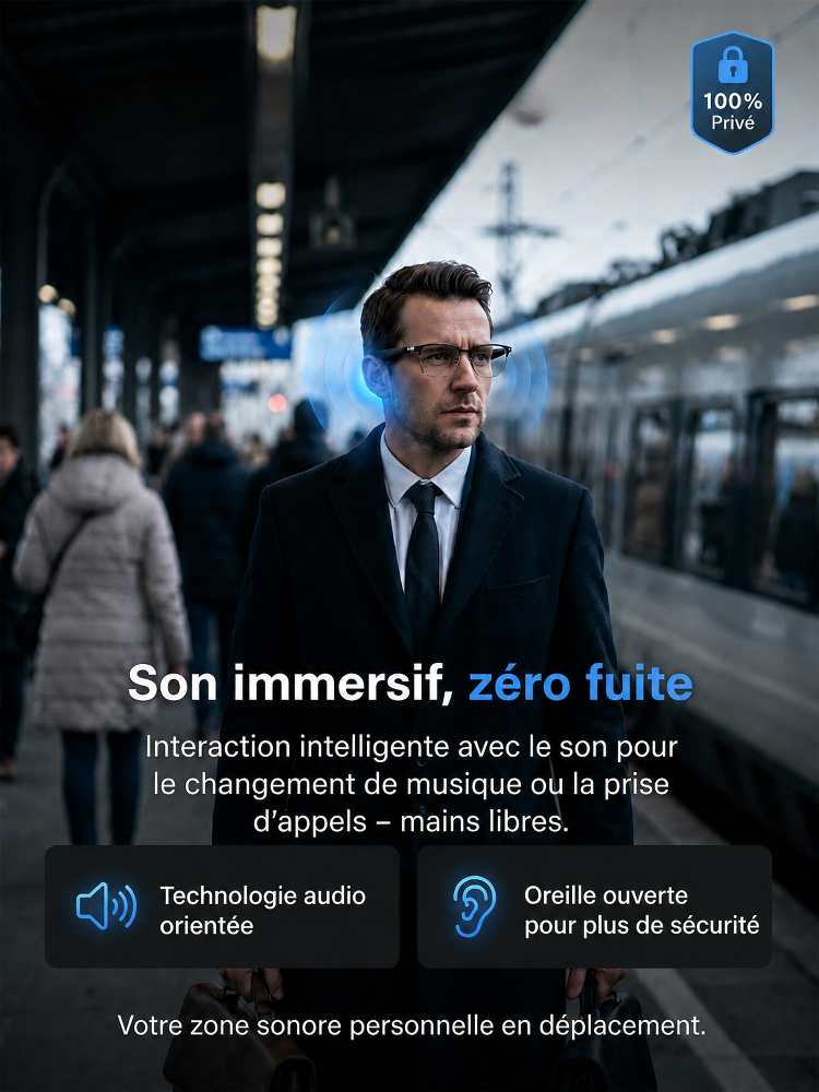 Lunettes intelligentes AI avec contrôle tactile et vocal à changement de couleur intelligent