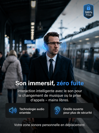 Lunettes intelligentes AI avec contrôle tactile et vocal à changement de couleur intelligent