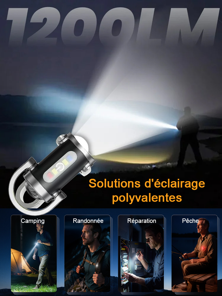 【Super lumineux】Porte-clés lampe de poche- Lampe torche + batterie 10000mAh 2 en 1