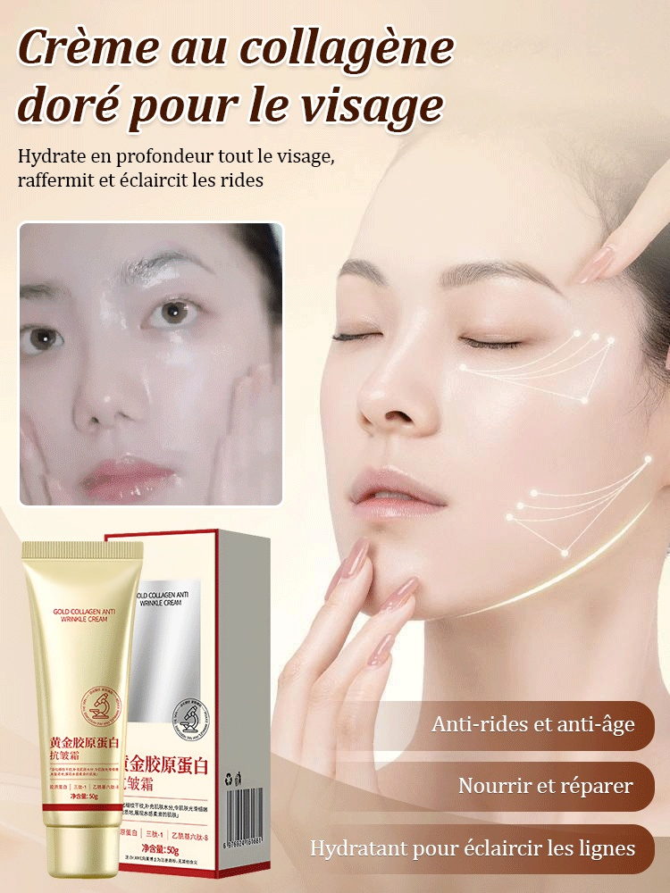 Crème anti-rides au collagène doré