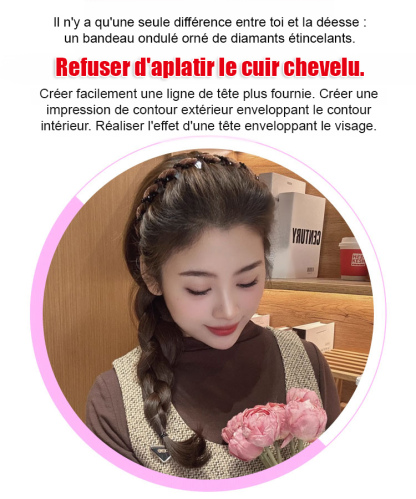 【1 seconde haut sommet du crâne】Serre-tête ondulé avec strass étincelants